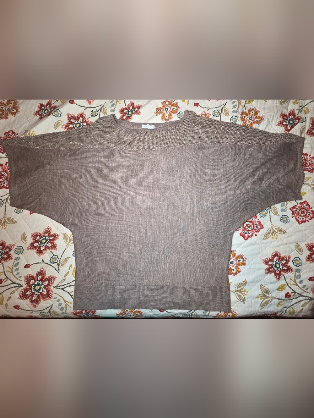 New York & Company tan and gold crewneck dolman sweater, size XL
